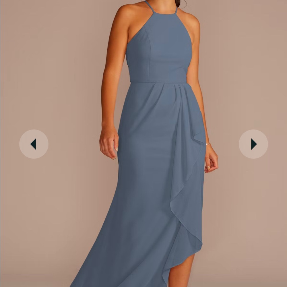 CELEBRATE DB STUDIO High-Neck Chiffon Dress with Cascade